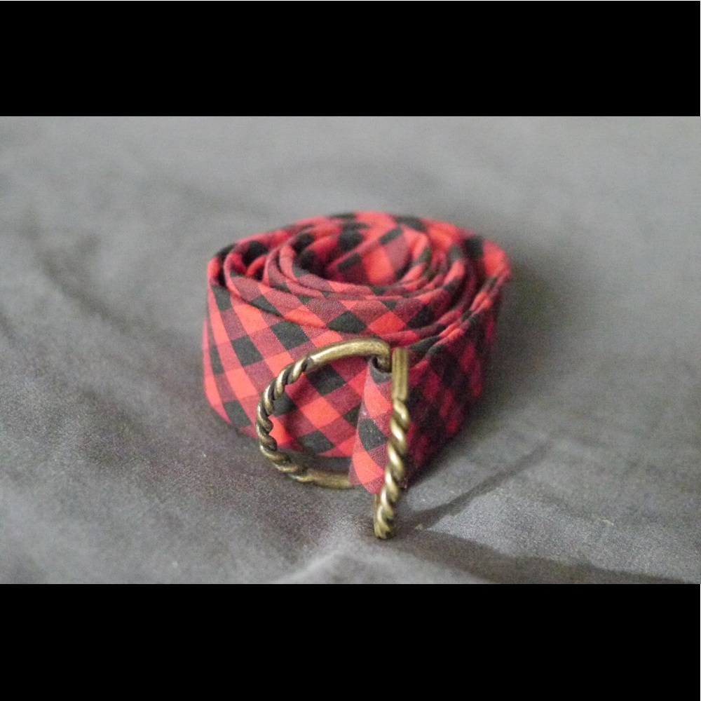 J Crew checked fabric belt
